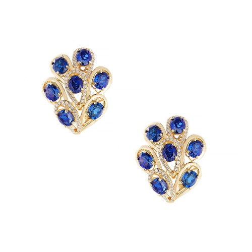 14K Yellow Gold Lab Grown Sapphire Diamond Earring MZ2473
