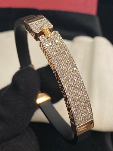 Pave 1.78 Cts Round Brilliant Cut Diamonds Unisex Bracelet In 585 Fine 14K Gold