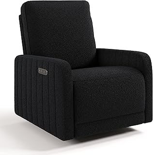 Storkcraft Kyoto Extra-Wide Power Recliner Swivel Glider, Black Boucle | Premium Electronic Nursery Wide Glider Rocking Chair