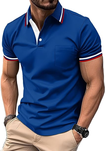 ZITY Mens Polo Shirts with Pocket Moisture Wicking Collared Golf Shirts