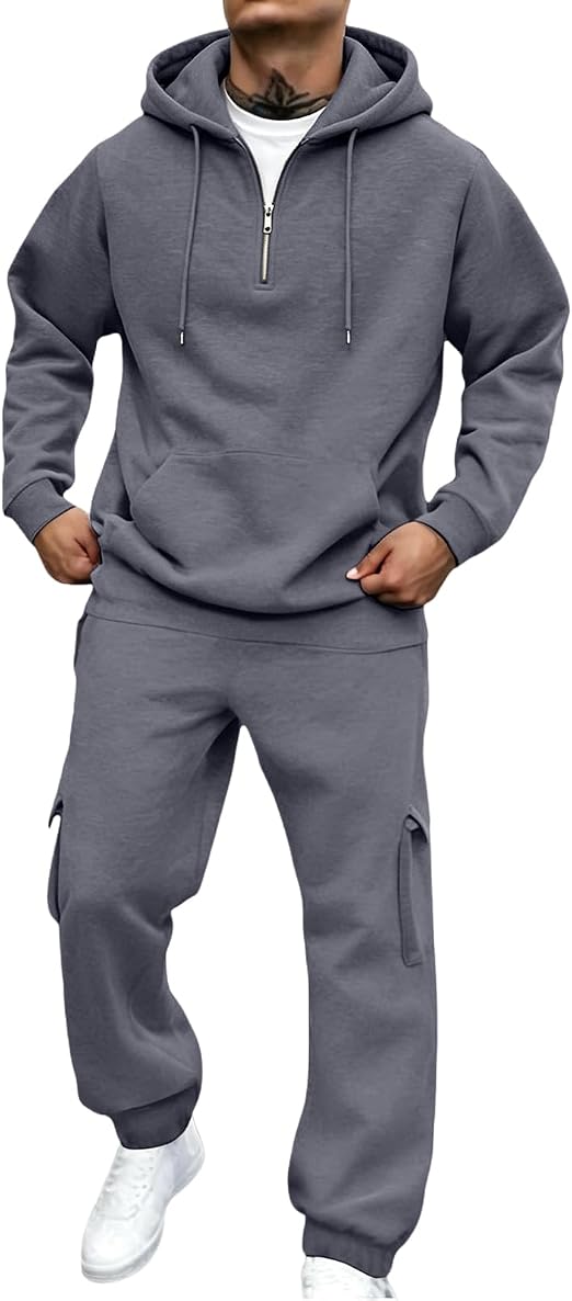 Mens Sweat Suits 2 Piece 1/4 Zip Hoodie and Sweatpants Set