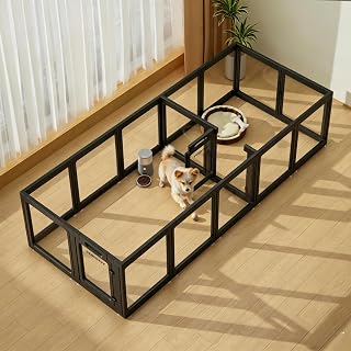 Transparent Indoor Dog Playpen with Safety Lock, Indoor Dog Fence for Small & Medium Pets | Secure, Stylish, Easy Clean Play Cage