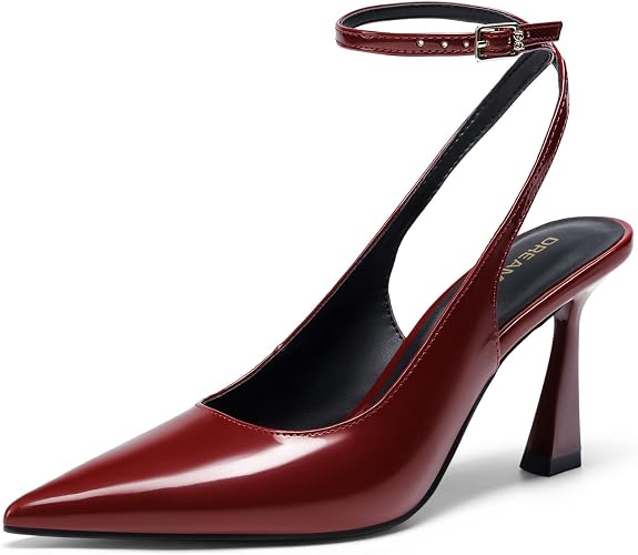 DREAM PAIRS Women's Closed Toe High Heel Pumps Oxblood-red Shoes