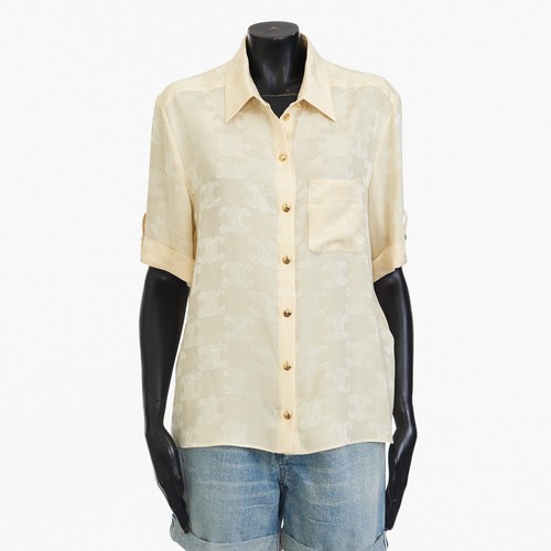 CELINE 1850$ Triomphe Blouse - Crème Shiny Matte Silk