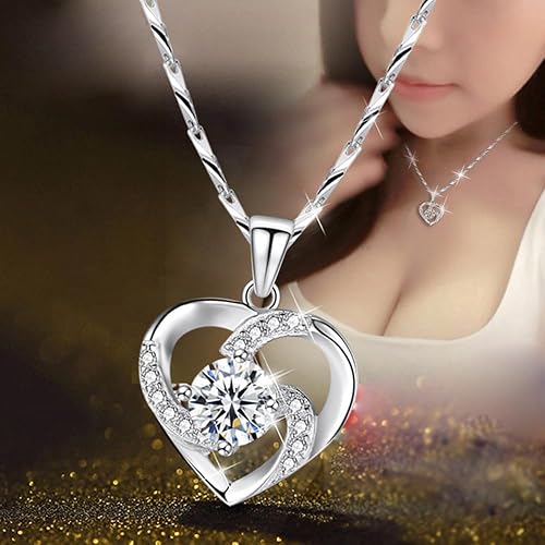 14 Carat Diamond Necklace for Women, 14K White Gold Round Cut Real Natural Diamond Pendant, GIA Certified, 16-18" Adjustable Chain