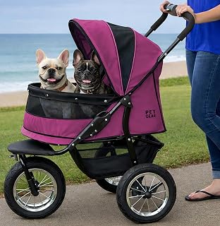 Pet Gear NO-Zip Double Pet Stroller, Zipperless Entry, for Single or Multiple Dogs/Cats, Plush Pad