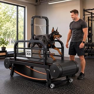 PawArmor Curved Dog Treadmill with Silicone Slats and Disc Brakes | Waterproof dirt-resistant track, adjustable incline