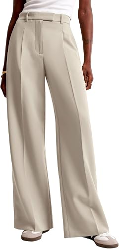 NIMIN Women Wide Leg Work Pants High Waisted Dress Trousers with Pockets