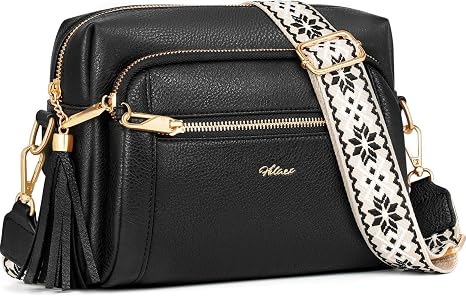 Black Vegan Leather Crossbody Bags for Women Anti theft Purses and Handbag | Stylish Designer Crossover Bag, Multiple Pockets