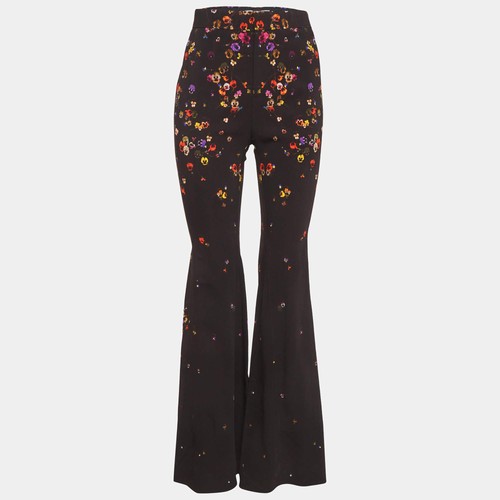 Givenchy Black Floral Print Stretch Crepe Wide Leg Trousers M