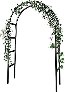 RUBFAC 7.8ft Garden Arch, Metal Trellis for Climbing Plants Outdoor | Black Garden Arbors, Plant Stand Outdoor Archway Frame for Backyard
