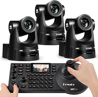 FoMaKo 4K 60fps NDI PTZ Camera Bundle, Supports NDI HX3 4K 60fps Output, 20x Optical Zoom, Gen 3 AI Auto-Tracking,