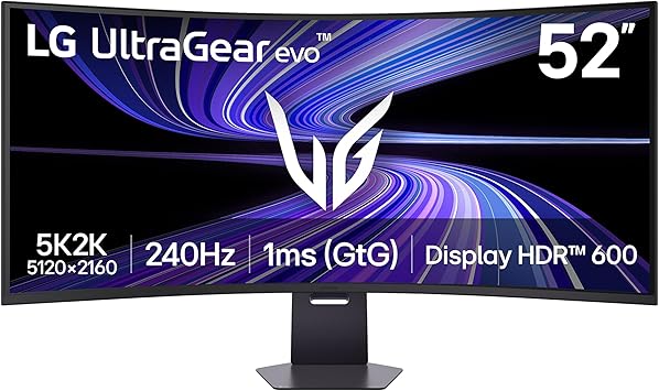 LG 52G930B-B 52-inch Ultragear evo G9 5K2K (5120x2160) Curved Gaming Computer, 240Hz, 1ms, AMD FreeSync Premium, VESA DisplayHDR 60