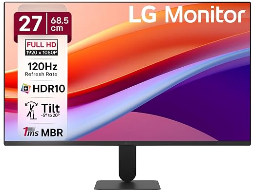 LG 27U411A-BD 68.5 cm (27 Inch) FHD (1920x1080) IPS Monitor, 1ms(MBR), 120Hz, Anti-Glare, sRGB 99%(Typ.)