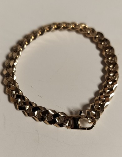 MENS WOMENS BRACELET CUBAN CHAIN YELLOW GOLD 14k, 8in, 8mm, 13.1gr . REAL GIFT.