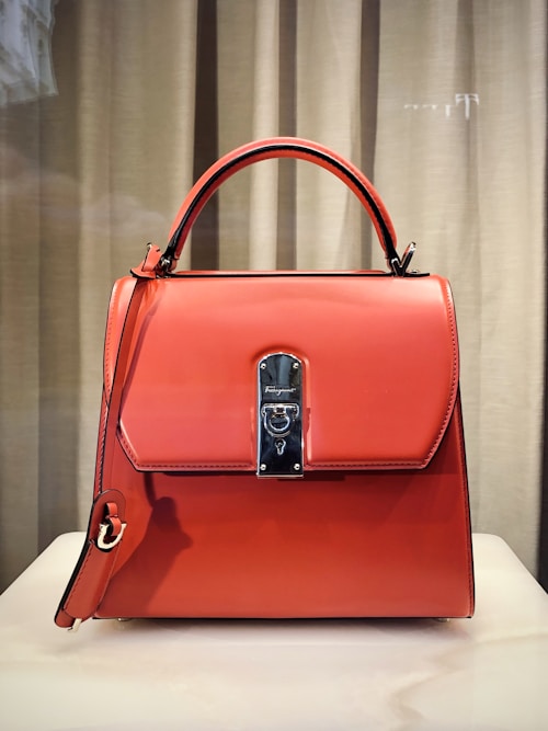 Designer Leather Handbag Silver Large
