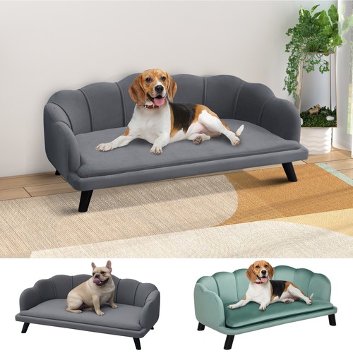 PawHut Dog Sofa, Pet Couch Bed for Medium, Large Dogs w/ Legs, Cushion