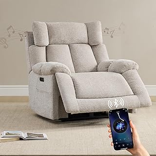 CHITA Oversized Power Recliner Chair with Bluetooth Speakers for Adults, Lay Flat Recliner with Power Lumbar Support
